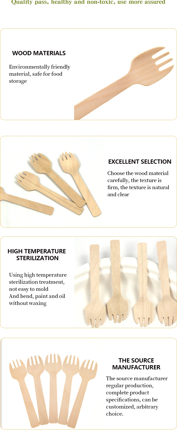 Biodegradable Disposable Cutlery 105mm Wooden Spork