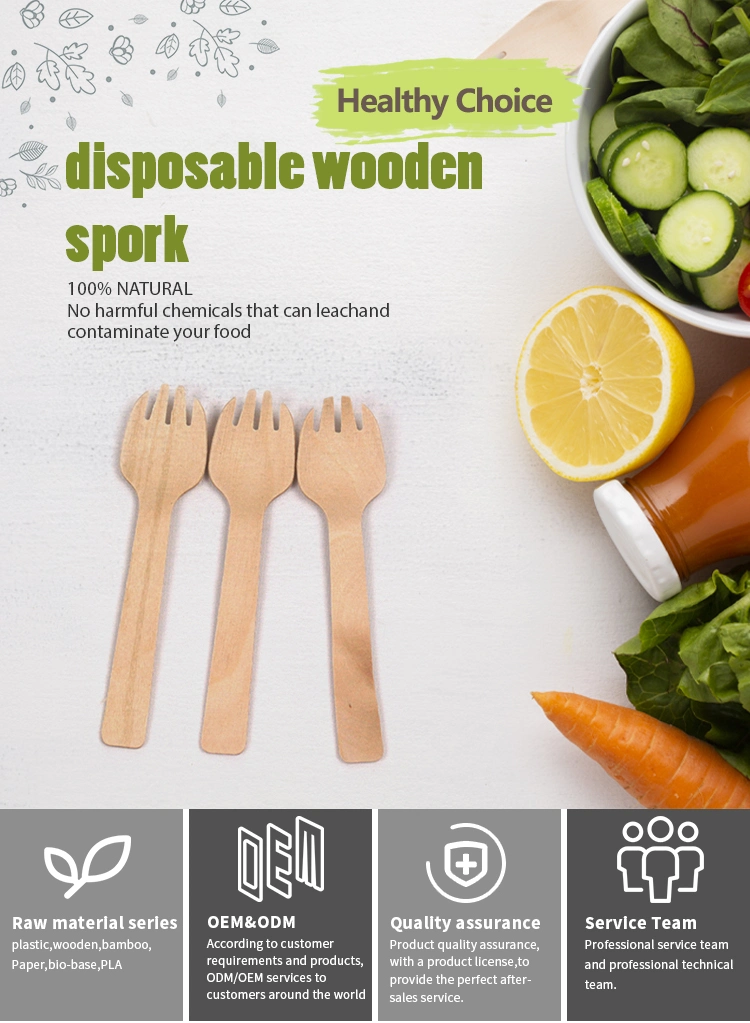 Biodegradable Disposable Cutlery 105mm Wooden Spork