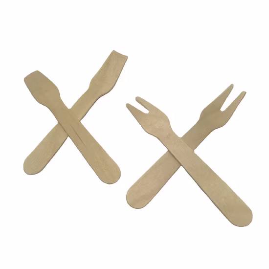 94mm Wooden Small Fruit Fork Cutlery Set/Bulk Sale Disposable Compostable Birch Wood Cutlery