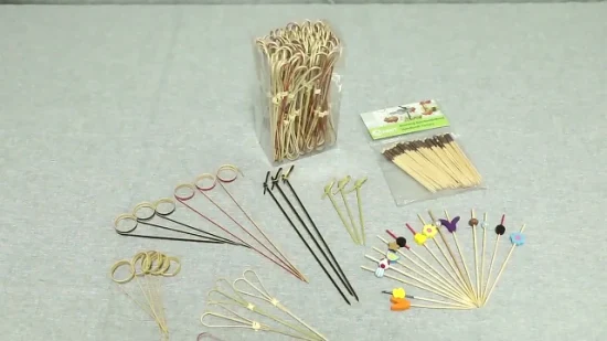 Bâtonnets de pagaie noués à fleurs jetables, brochettes de bambou, vente en gros
