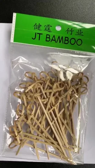 Belle brochette de nœud en bambou bon marché, bâton de nœud coloré pour la nourriture, vente en gros